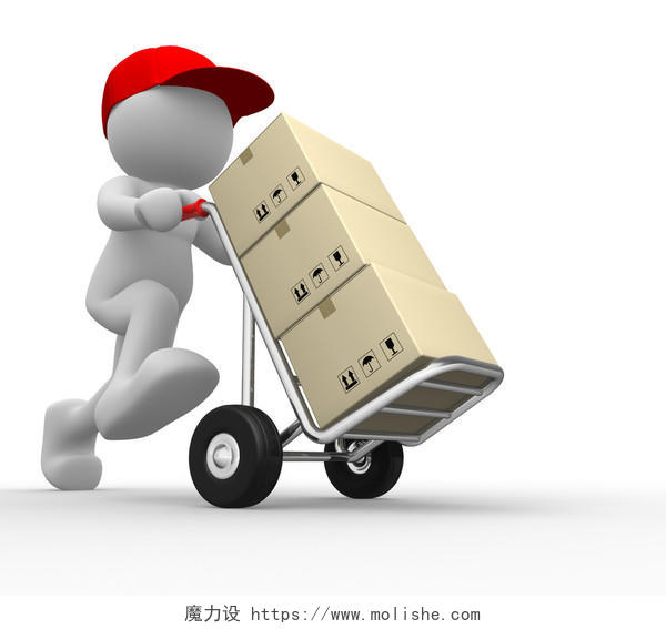 送快递的红帽假人3D模型物流平台货物物流人员